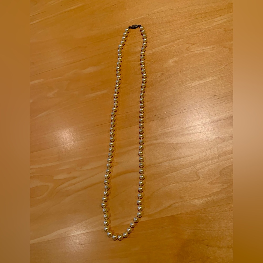 Vintage Single Strand Faux Pearl 24" Necklace